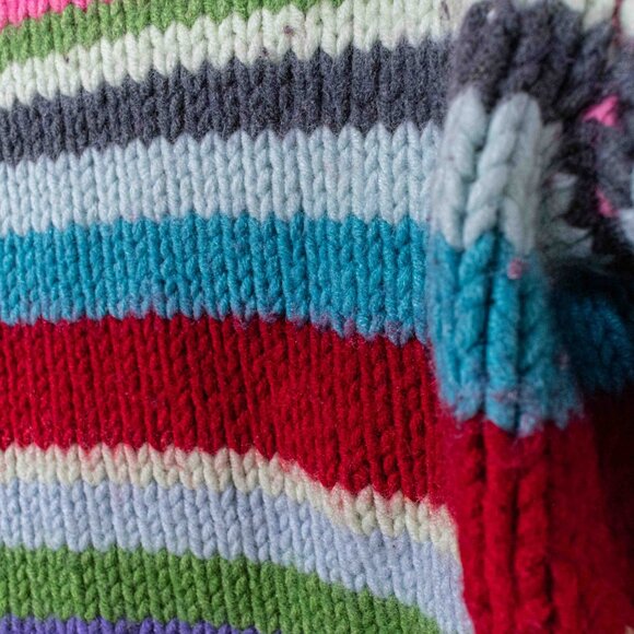 GAP Multicolor Striped Sweater Y2K Chunky Knit Turtleneck Holiday Large Womens - Picture 5 of 9